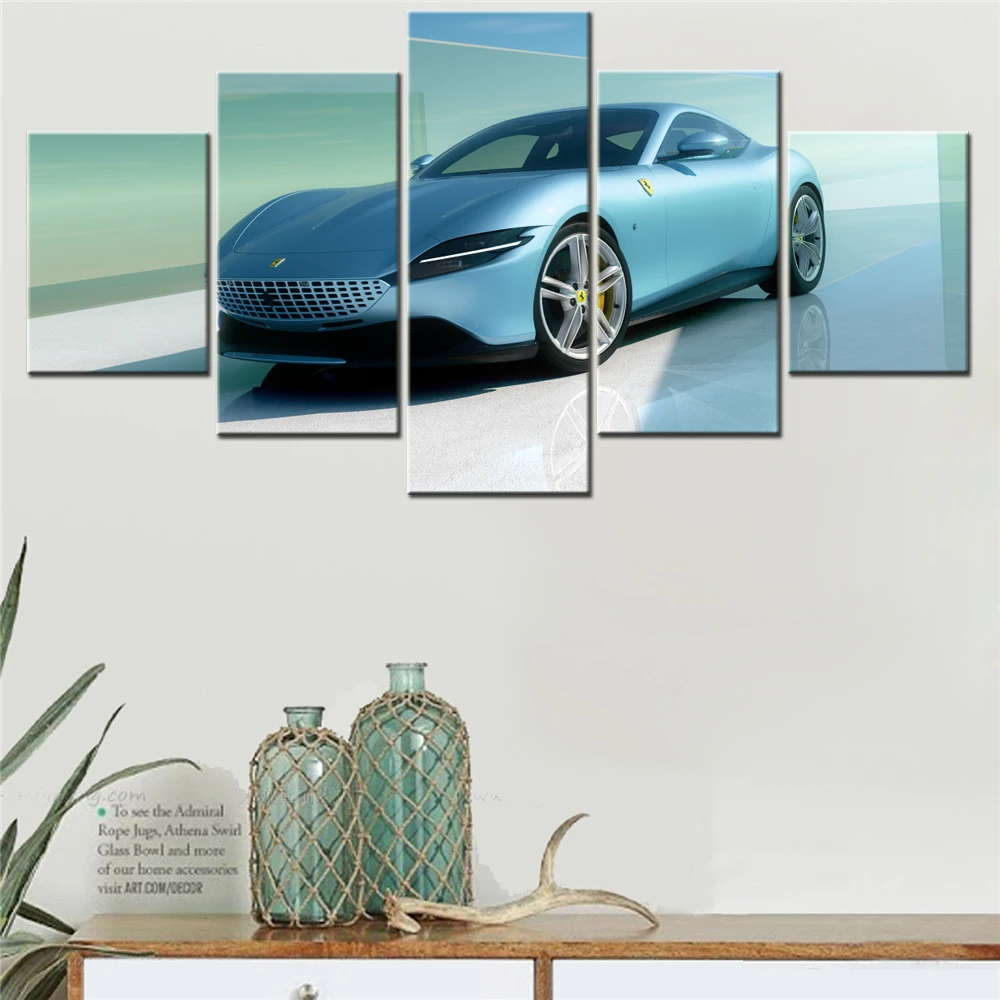 

5 Pieces Canvas Wall Arts Poster Paitning Cars Roma Aesthetic Wallpaper Home Decor Picture Printing Interior Mural Artwork