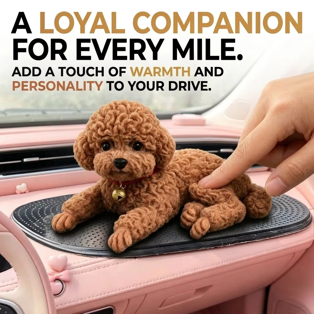 Silicone Lying Teddy Dog Car Ornament Dashboard Decoration High-End Automobile Interior Accessories Cute Dog New