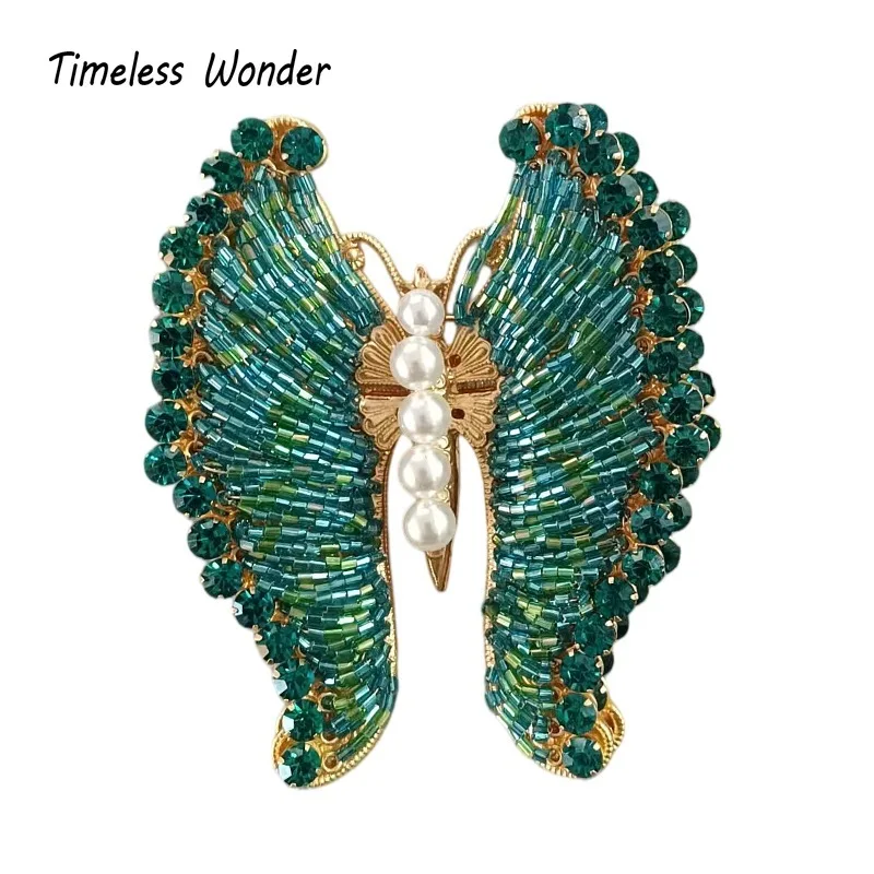 Timeless Wonder Fantcy Braided Beaded Butterfly Brooch Pins for Women Designer Jewelry Runway Top Gift Trendy Cute Rare Mix 5283