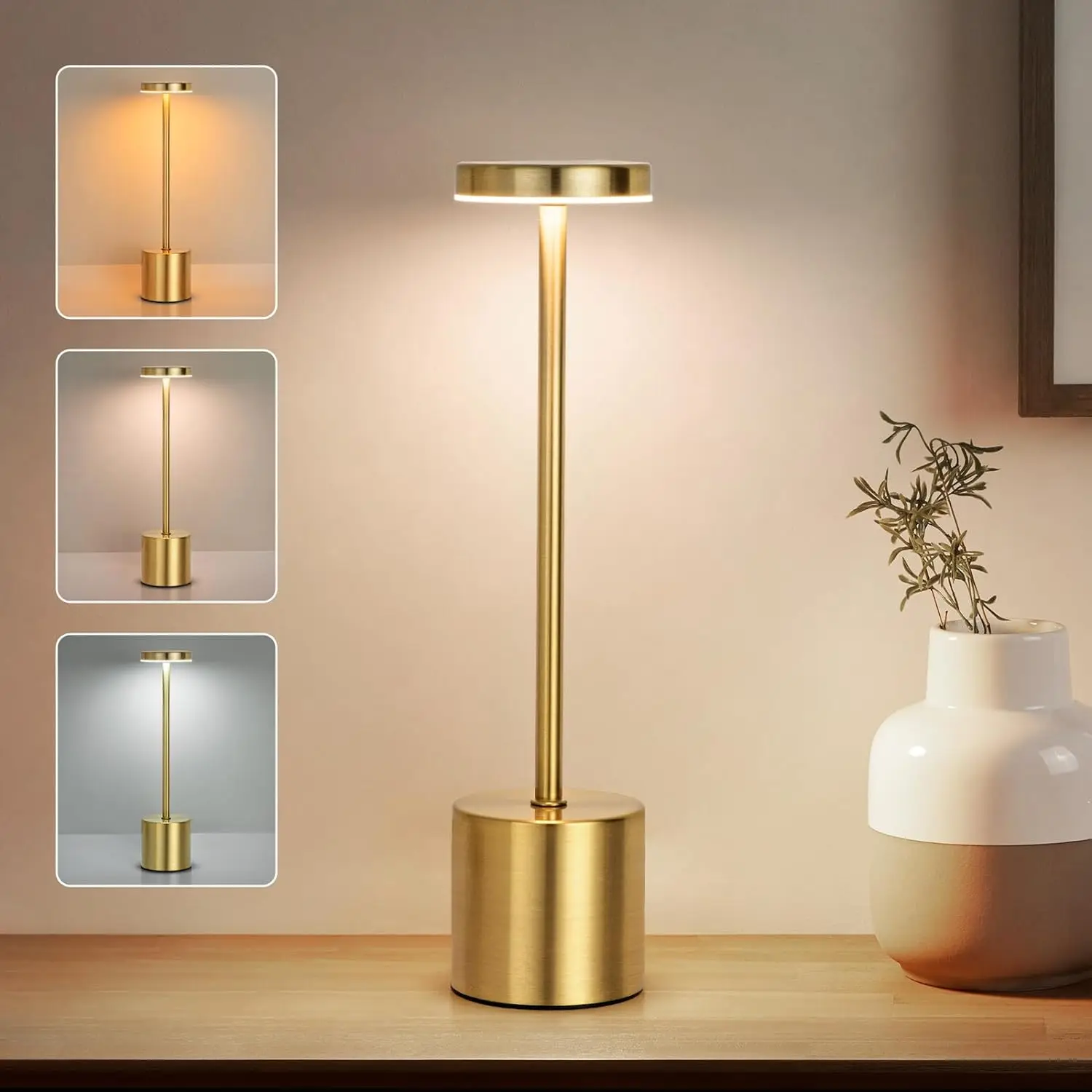 Creative Ambient Light Metal Table Lamp Bar Outdoor Decoration Simple LED Rechargeable Touch Three Colors Bedside Night Light