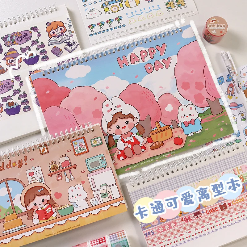 

A4 Blank Cartoon Sticker Book Collecting Album Reusable Release Paper Handbook for DIY Scrapbooking Stickers Organizer