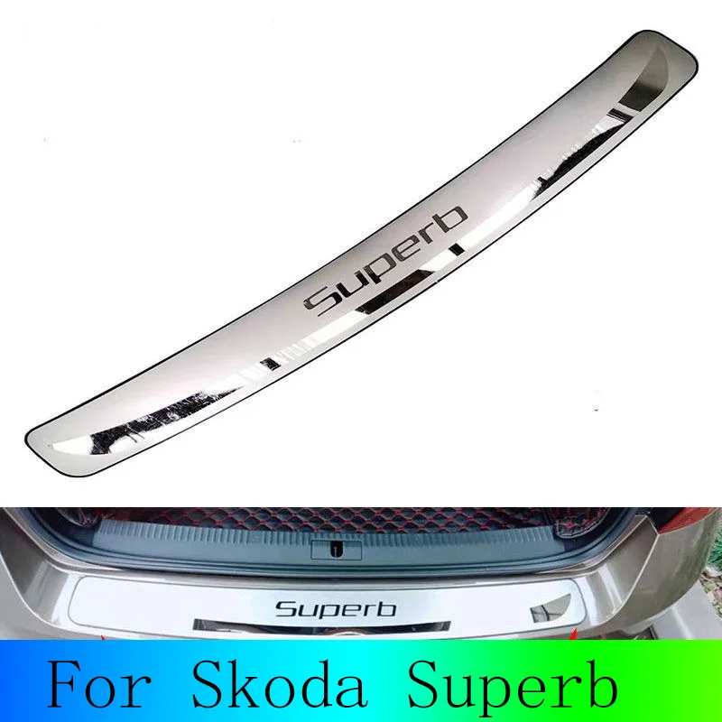 For Skoda Superb 16-19 Car Rear Diffuser Bumper Protector Sticker Guard Chromium Styling Stainless Steel Automotive Accessories