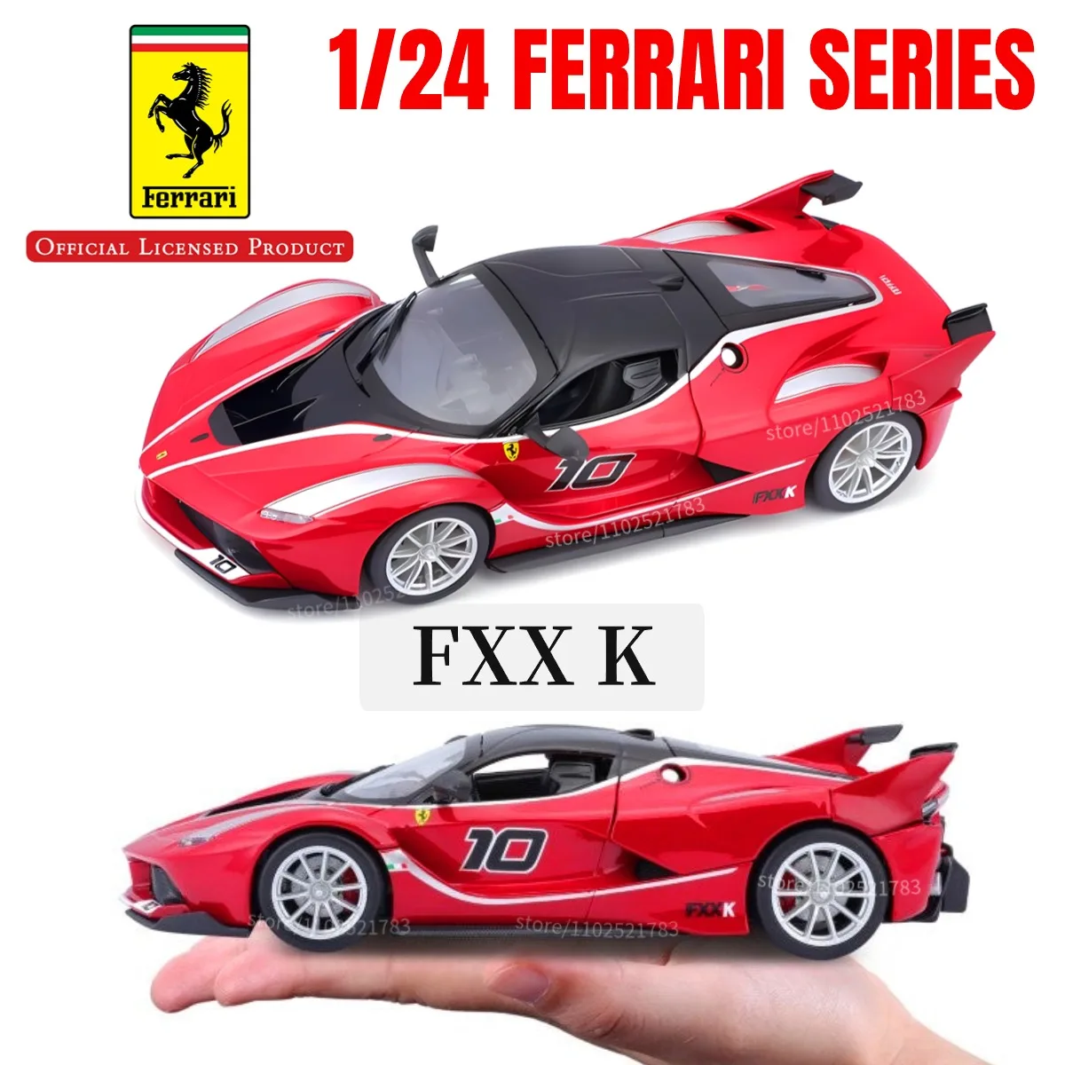 Bburago 1:24 Ferrari Replica Car Model Scale Fxx K 458 488 F50 Enzo Italia Miniature Toy - Gift for Diecast Car Enthusiasts