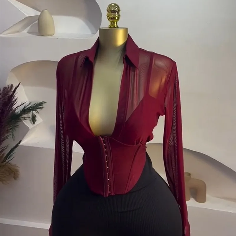 

Ele Design ort Sve Long irt Collar Slim Fit Women's Busin Casual Faion Top Quali Polyester Fiber