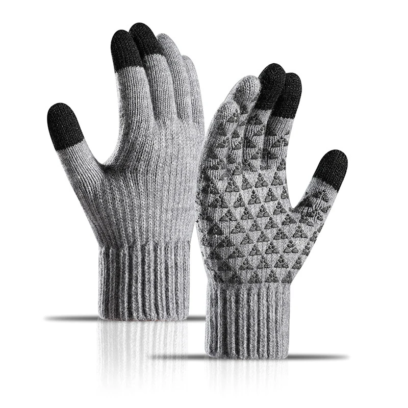 New Men's Gloves Winter Plus Velvet Thick Alpaca Knitted Wool Riding Touch Screen Gloves Riding Gloves Home Winter Gloves