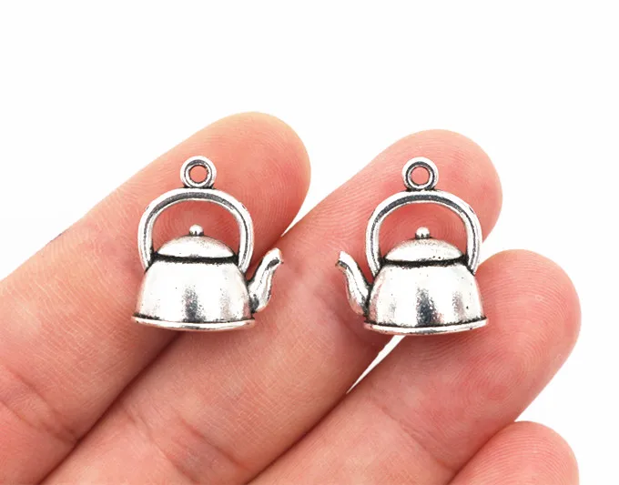 19x17x10mm 10pcs Antique Silver Plated Teapot Handmade Charms Pendant:DIY for bracelet necklace-R2-36