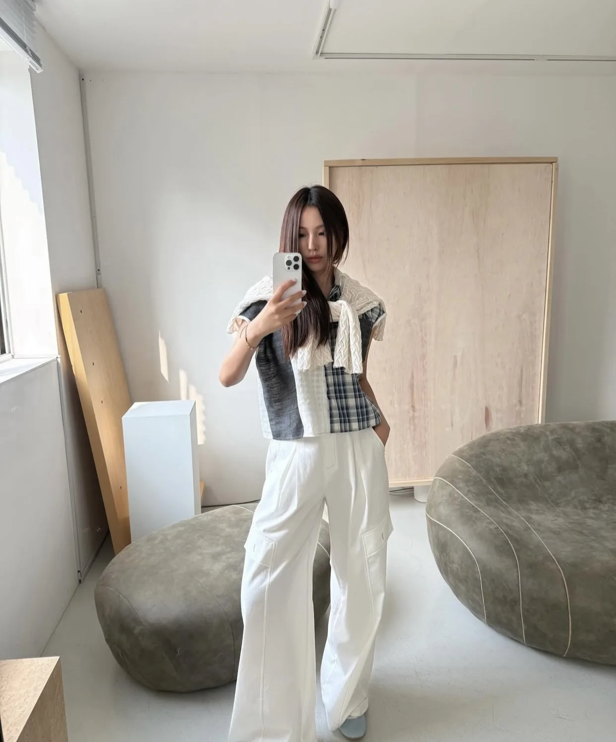 

Fashionable Patchwork Stand Collar Short Sleeve Shirt Women's Dongda Gate Summer New Arrival Breathable Cotton Commute Style