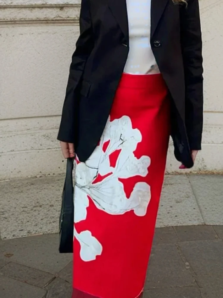 

Женская винтажная юбка с принтом, повседневная прямая трапециевидная юбка на молнии со средней талией, Y2k, лето 2024