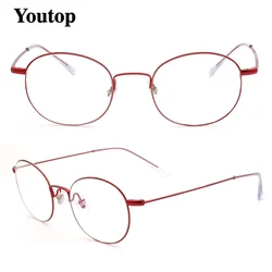 Vintage Men Round Eyeglasses Frame Women Optical Glasses Frames Classic Light Metal Spectacles Gold Red Blue Purple Rx Eyewear