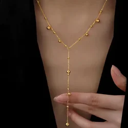 Stainless Steel Jewelry Ball long Tassel Necklace Female Collar Neck Women's Fashion Sweater Chain Jewelry Drop Shipping
