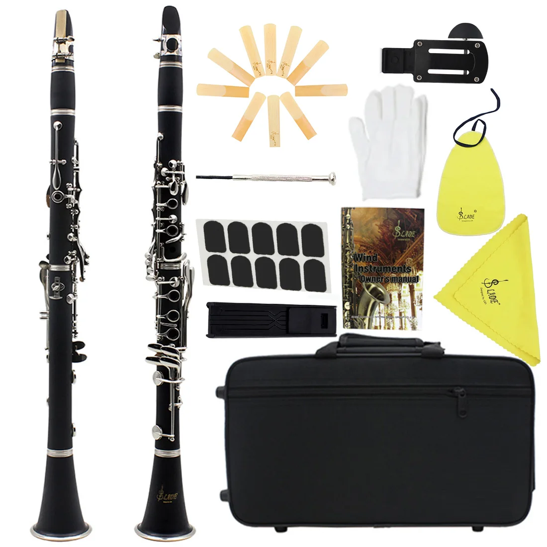 

Bb Color Clarinet B/G Tune Black Clarinette ABS Body Clarinet with Box Screwdriver Cleaning Cloth Reed Woodwind Instrument Part