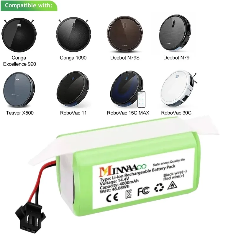 New 14.4V Li-ion battery for Cecotec Conga Excellence 950 990 1090 Ecovacs Deebot DN621 601/605 Eufy RoboVac 35C Panda i7 V710