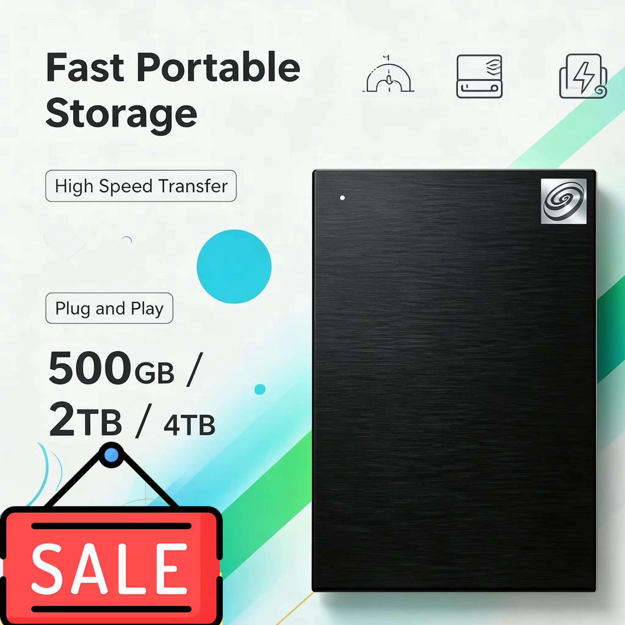 2.5 Inch USB3.0 Portable Hard Drive Black Large Capacity External HDD for Laptop Office Data Recovery 500GB 1TB 2TB 4TB