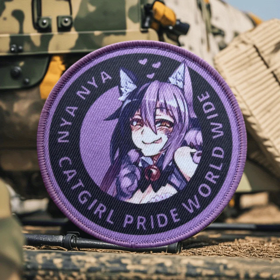 Anime CatGirls Tactical Patch JDM Gun Girl Printed Hook&Loop Patches Military Morale Badge Armband Backpack Vest Stickers