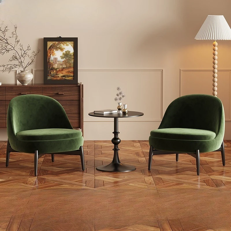 French single sofa chair, living room bedroom retro wind table and chair combination