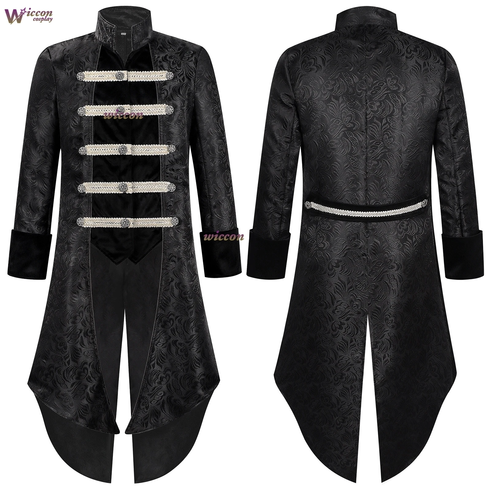 

Ani Cos Men's Gothic Steampunk Victorian Retro Tailcoat Tuxedo Jazz Coat European Court Style Medium Length High Quality New