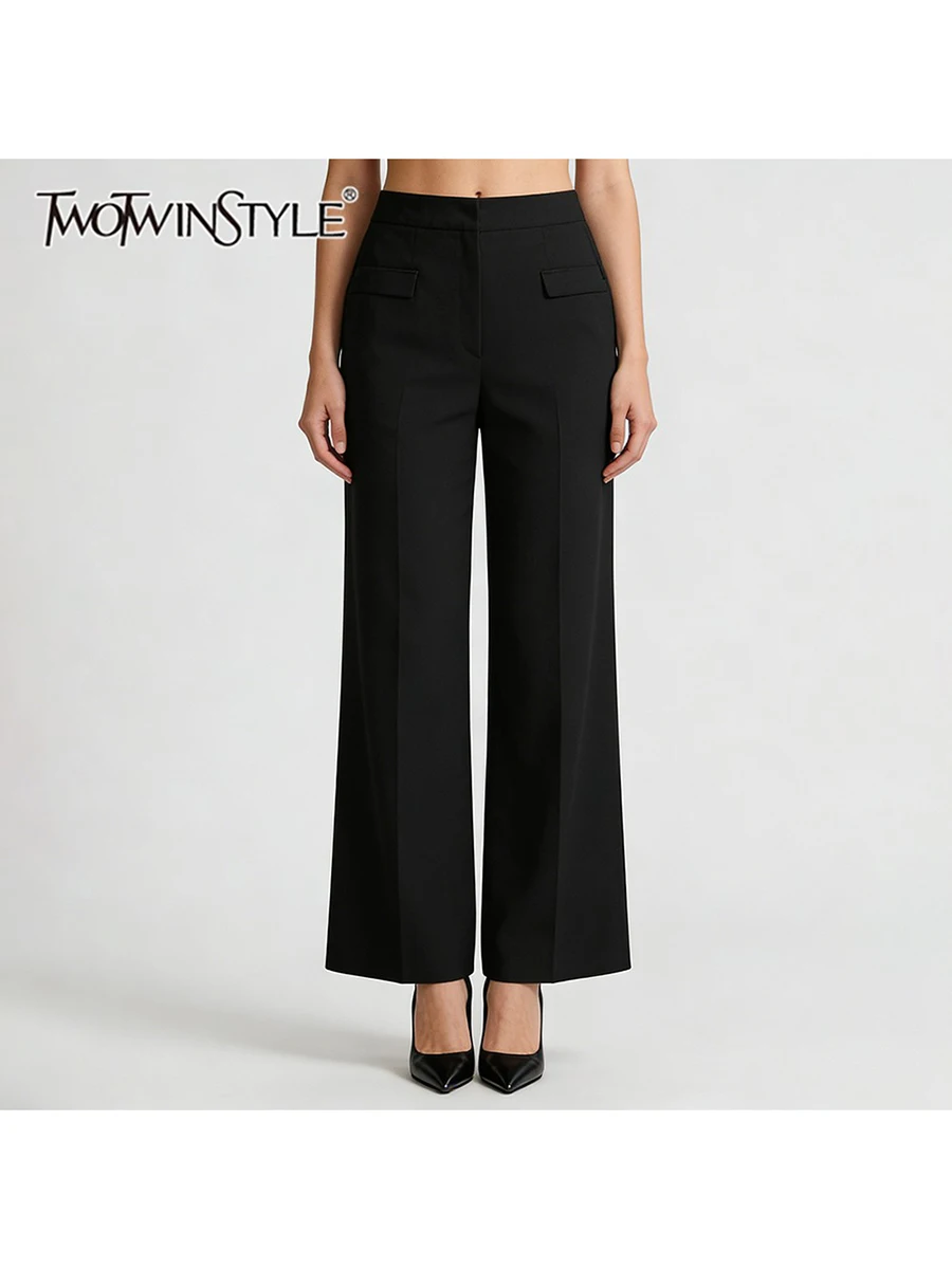 

Брюки TWOTWINSTYLE: Новинка, Модные, Свободные, Макси, с Вышивкой, с Высокой Талией, с Накладными Карманами, для Женщин