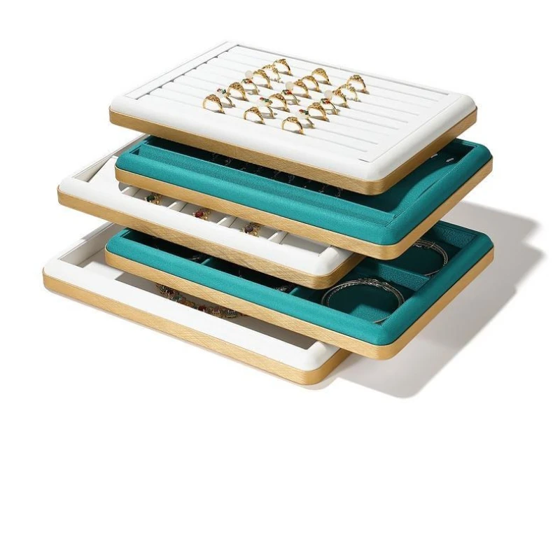 

pendant Necklace display earring ring Storage box Counter mall Shows Pu leather Jewelry tray Prop Exhibition Organizer Showcases