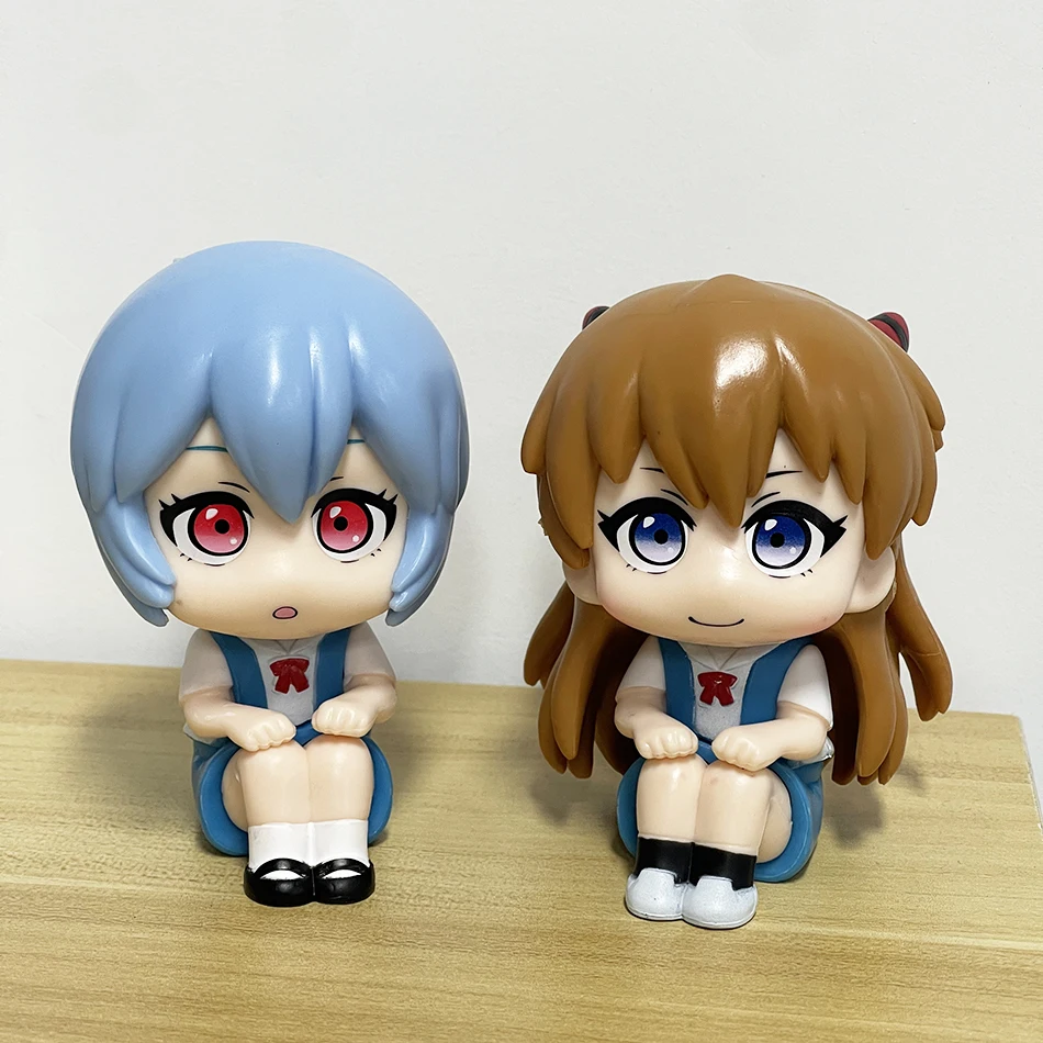 Geschenk PVC Evangelion Rei Anime-Figur Ayanami Rei Asuka Actionfigur Q-Version Niedliche Spielzeugmodelle Sammlerstück Auto Desktop-Ornament