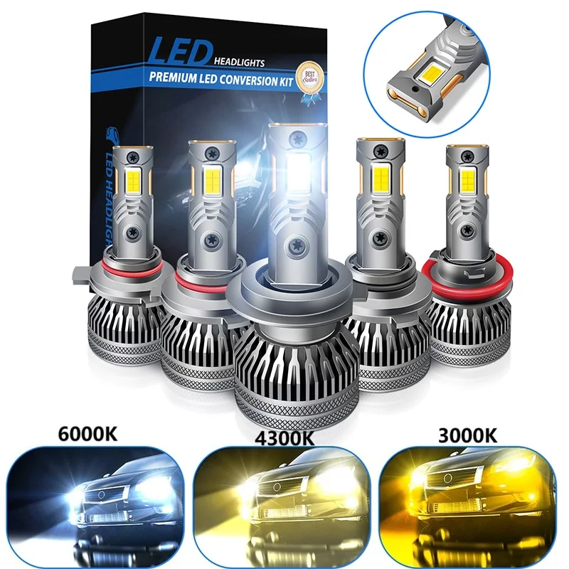 H7 4300K LED Headlight Bulb H11 H1 H8 H9 H16 9005 HB3 9006 HB4 9012 H4 H3 Fog Light 3000K 6000K 12V 24V 140W Auto Lamp