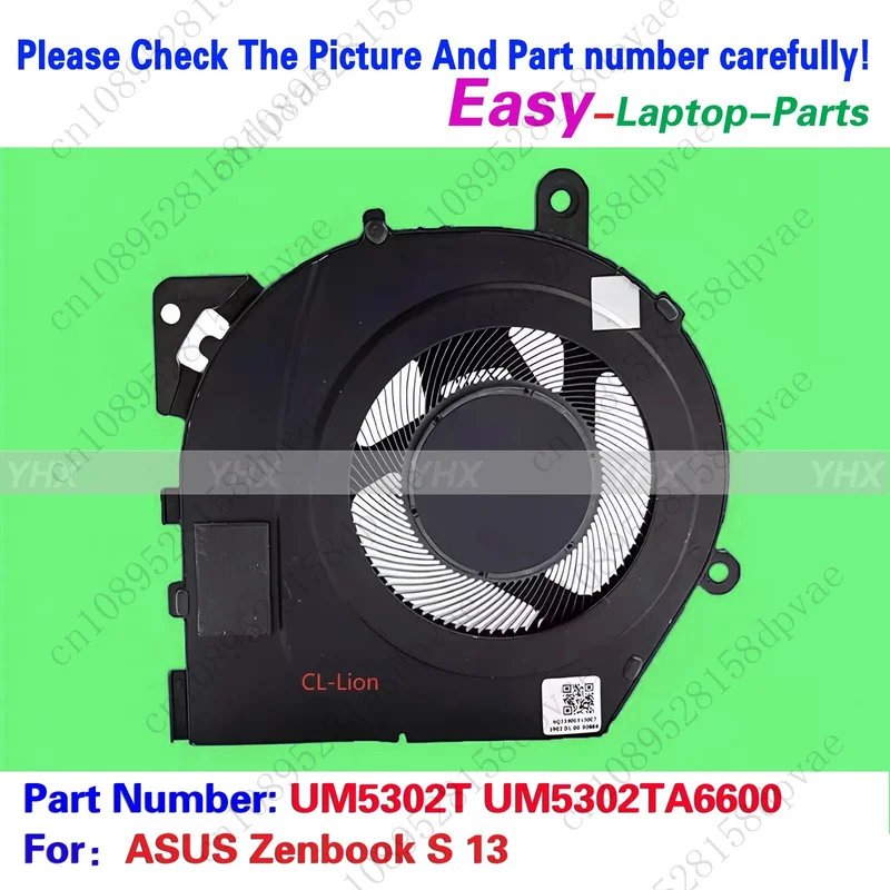 

GYX New For ASUS Zenbook S 13 OLED UM5302T UM5302TA6600 CPU COOLING FAN.