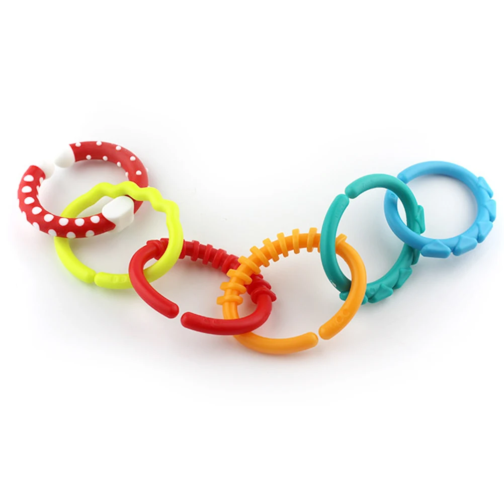 18 Pcs Finger Connecting Ring Baby Activity Toys Stroller Rubber for Staying Close Teether Rings Rattle