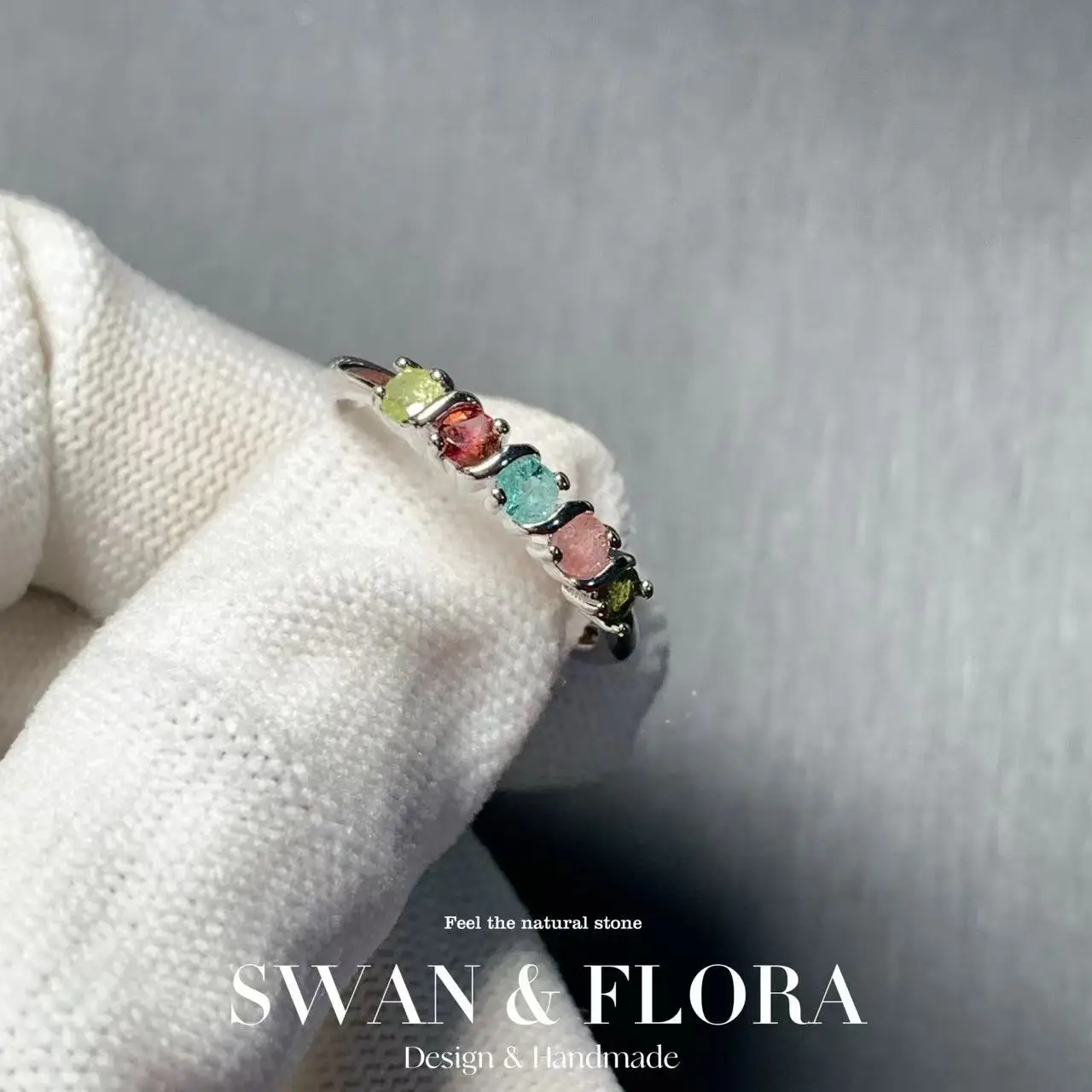 

New Arrival Natural Tourmaline Rings Female Jewelry For Women Gift Copper Cute Stone Flower