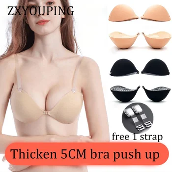 Sujetador Invisible grueso de 5cm para mujer, cinta para pezones, correa para el hombro, pechos pequeños transpirables, se convierten en grande sin rastros, corpiño