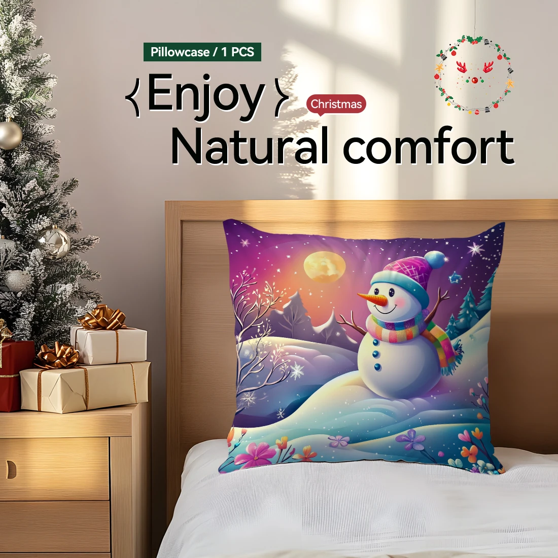 

Christmas cute snowman Cushions Pillowcase Polyester Cushion Cover Throw Pillow Sofa Decoration Pillowcover Home Decor