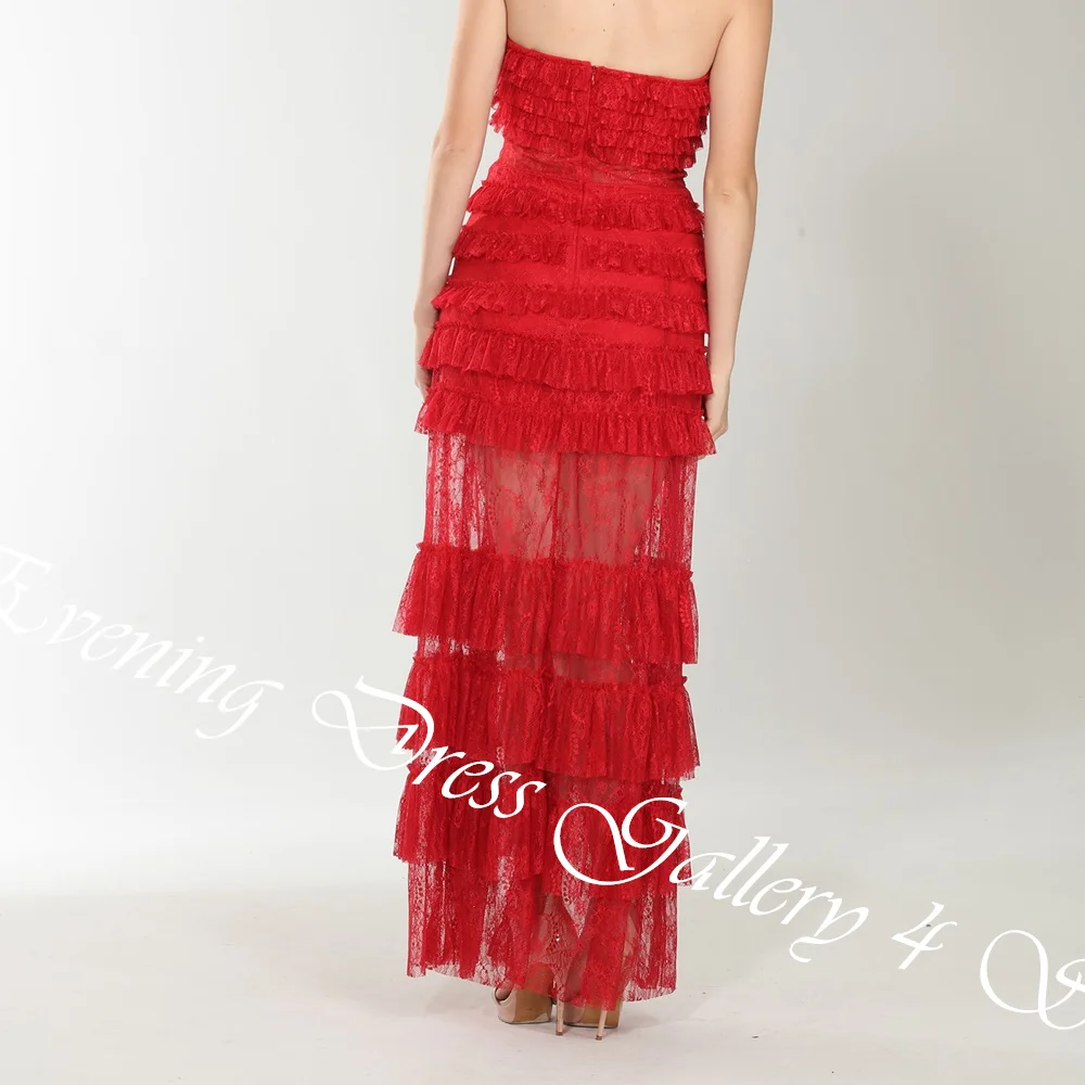 Customized Sexy Tiered Pleat Strapless Ankle Length Vestidos De Fiesta Straight Organza Sleeveless Zipper Back платье вечернее