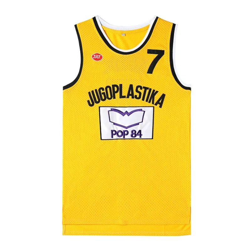 No. 7 JUGOPLASTIKA 7 KUKOCMovie version basketball jersey yellow embroidery outdoor casual mesh quick-drying breathable sportsw