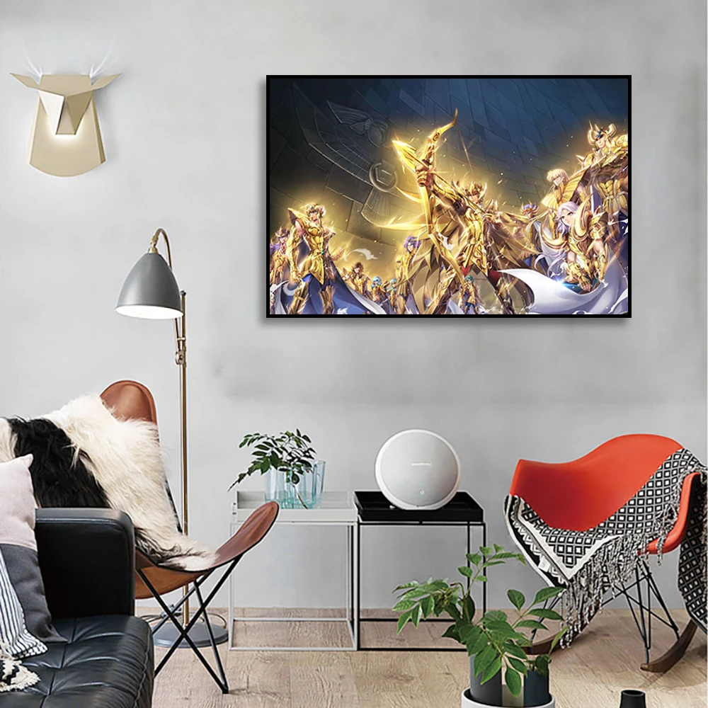 Póster de Anime Saint Seiya, Mural Decorativo de Atenea, Pintura Decorativa de Hades, Cuadro de Arte para Pared de Habitación Infantil, Decoración del Hogar