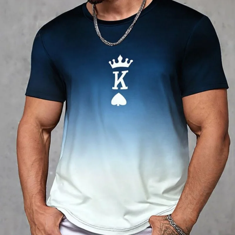 Alphabet King 3D Print Men's T Shirt Harajuku Street Top Fitness Sportswear Breathable Oversized Loose T Shirt Men's Clothing