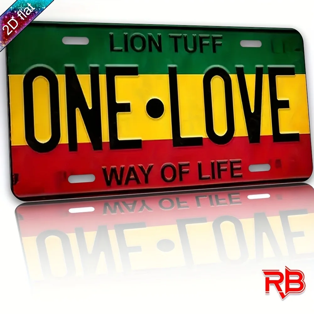 Letrero Metálico de Aluminio con Diseño de León 'One Love', Impresión UV 2D, Decoración de Pared de 6x12 Pulgadas para Hogar, Cafetería, Festival de Reggae, Interior y Exterior