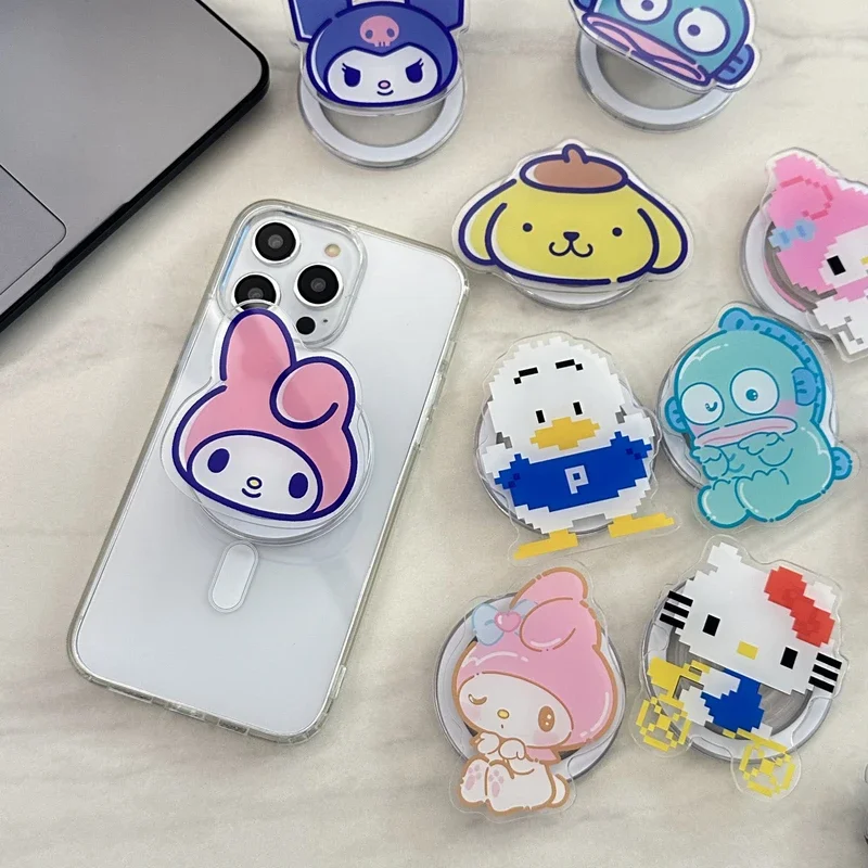 

For Magsafe Magnetic Phone Grip Tok Stand Sanrio Hello Kitty Kuromi Pochacco Melody For iPhone Foldable Wireless Charging Holder