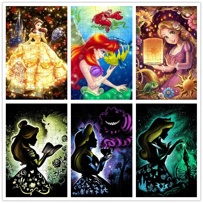 

Disney Princess Wooden Jigsaw Puzzle 108/300/500/1000 Pieces Jigsaw Puzzle for Adults Kids Assembling Christmas Gifts with Box