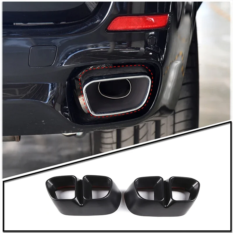 For 2014-2018 BMW X5 X6 F15 F16 black aluminum alloy car muffler exhaust pipe tail cover decorative sticker For M Sports Version