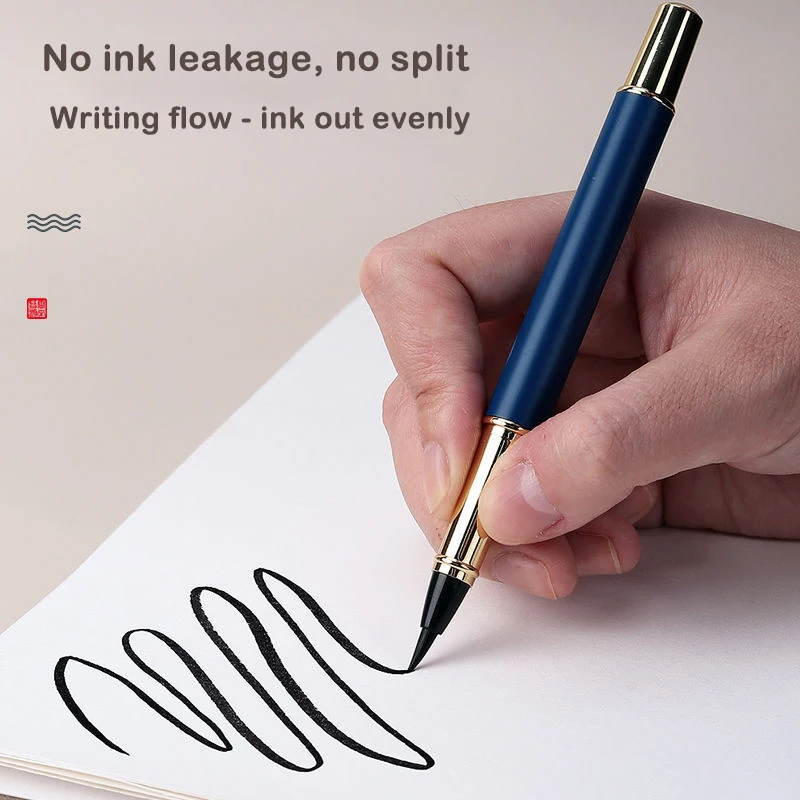Morandi Fountain Pen Type Calligraphy Brushes Metal Soft Weasel Hair Small Regular Script Brush for Student Painting Writing