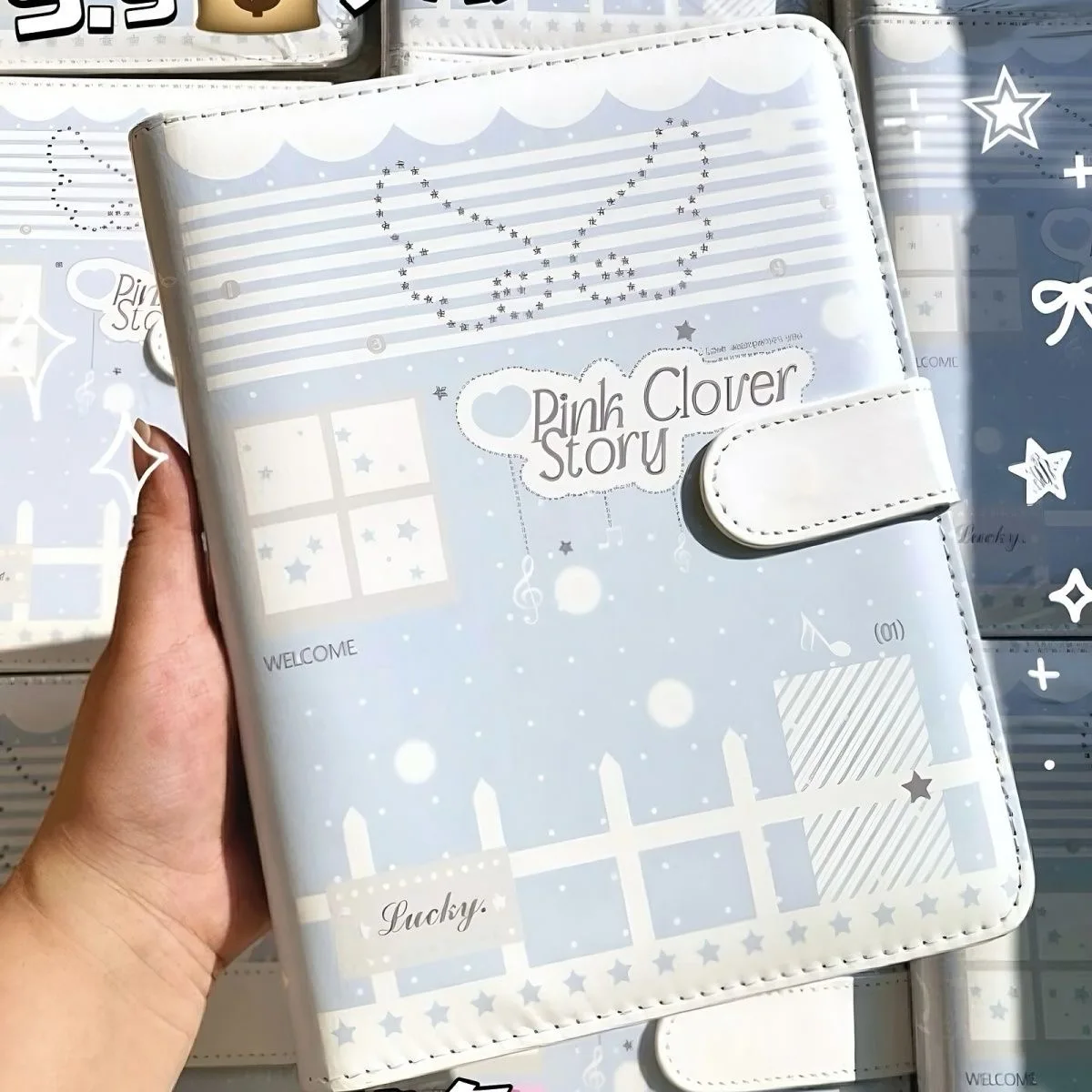 MINKYS Pink/Baby Blue PU Leather Angel Wings A5 Kpop Photocards Collect Binder idol Photo Card Book Idol Storage Album
