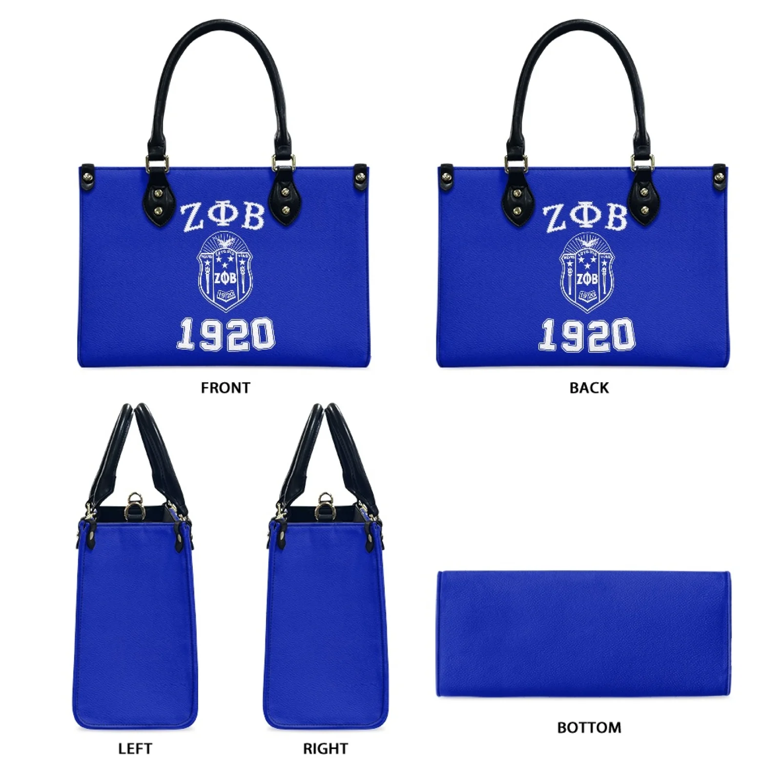 Personalized Customized Name Sorority Gift Zeta Phi Beta Print Luxury PU Leather Women Handbags Drop Shipping POD Totes  Bolsas