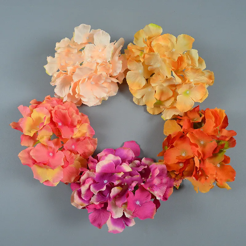 

15pcs 26Colors 18CM artificial silk hydrangea flower heads for diy wedding wall arch bouquet garland home supplier decoration