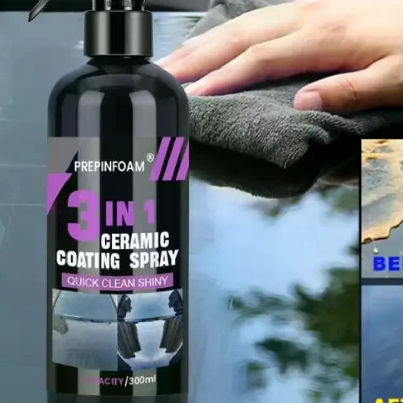 

3 In 1 Car Ceramic Liquid Coating Spray Nano Crystal Protection Layers Advanced Hydrophobic Effect for Car Detailing DIY