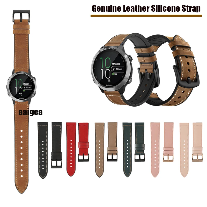 20mm Watchbands For Garmin Forerunner 645 245 55 158 165 Music Leather Silicone Strap