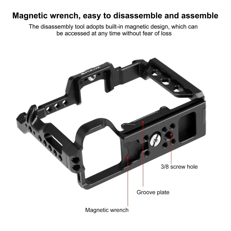 Metal Cage Stabilizer Rig for Sony A7M4 / A7R3 Camera Cage Support connect Tripod Mic Light image 4