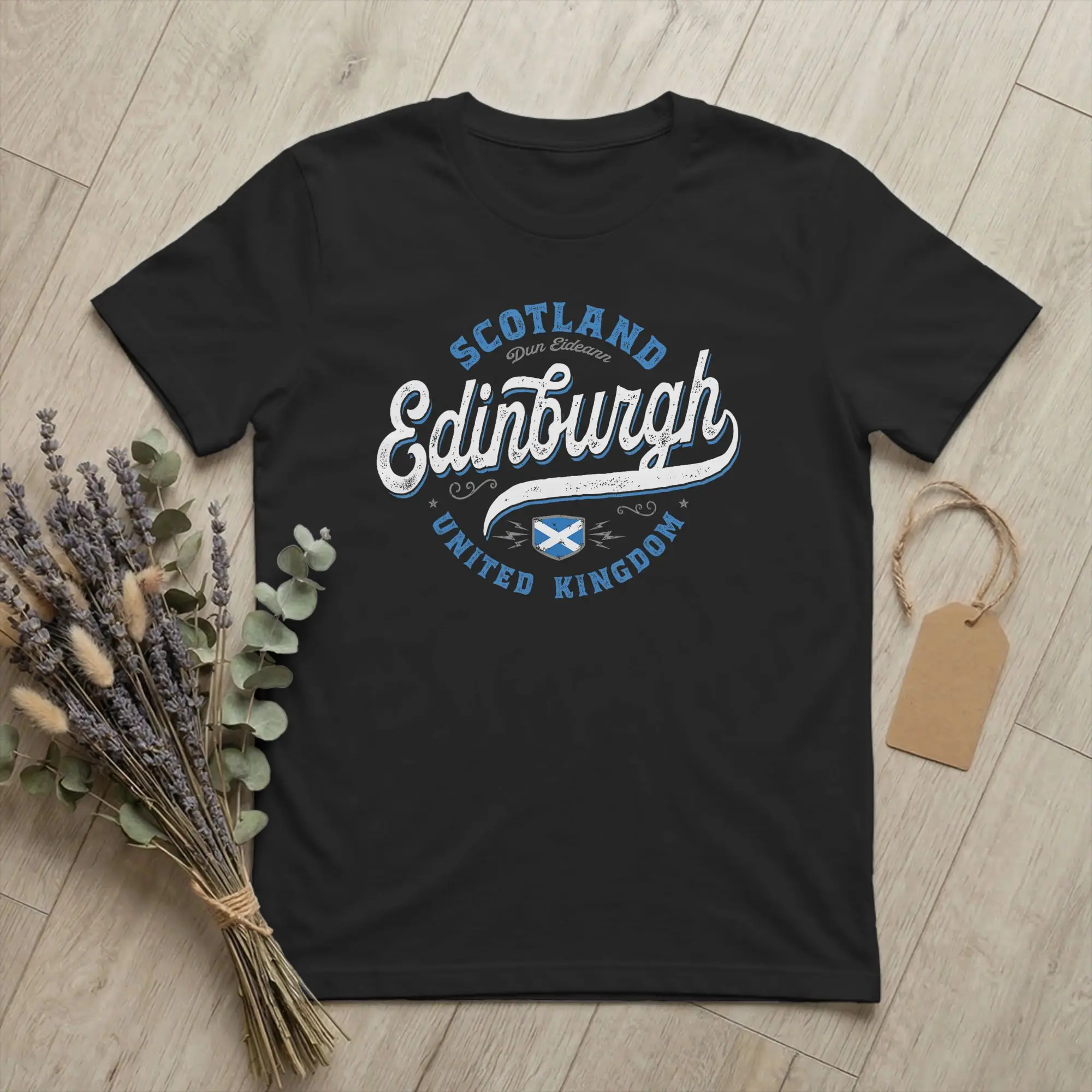 Edinburgh Scotland United Kingdom Men's T Shirts UK Flag Fashion Tees Short Sleeve Round Collar T-Shirt Cotton Graphic Clothes