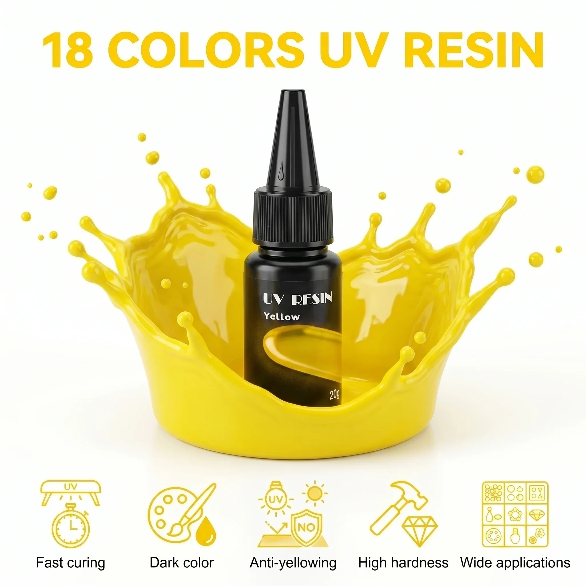 LEQU 18 Colors UV Resin 20ml/Bottle Fast Curing Anti Yellowing Transparent UV Glue for DIY Jewelry Keychain Handmade Crafts