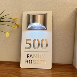 Personalized External Solar House Sign Led LED Light House Acrylic Plaque  3D Street Family Name House Number Light