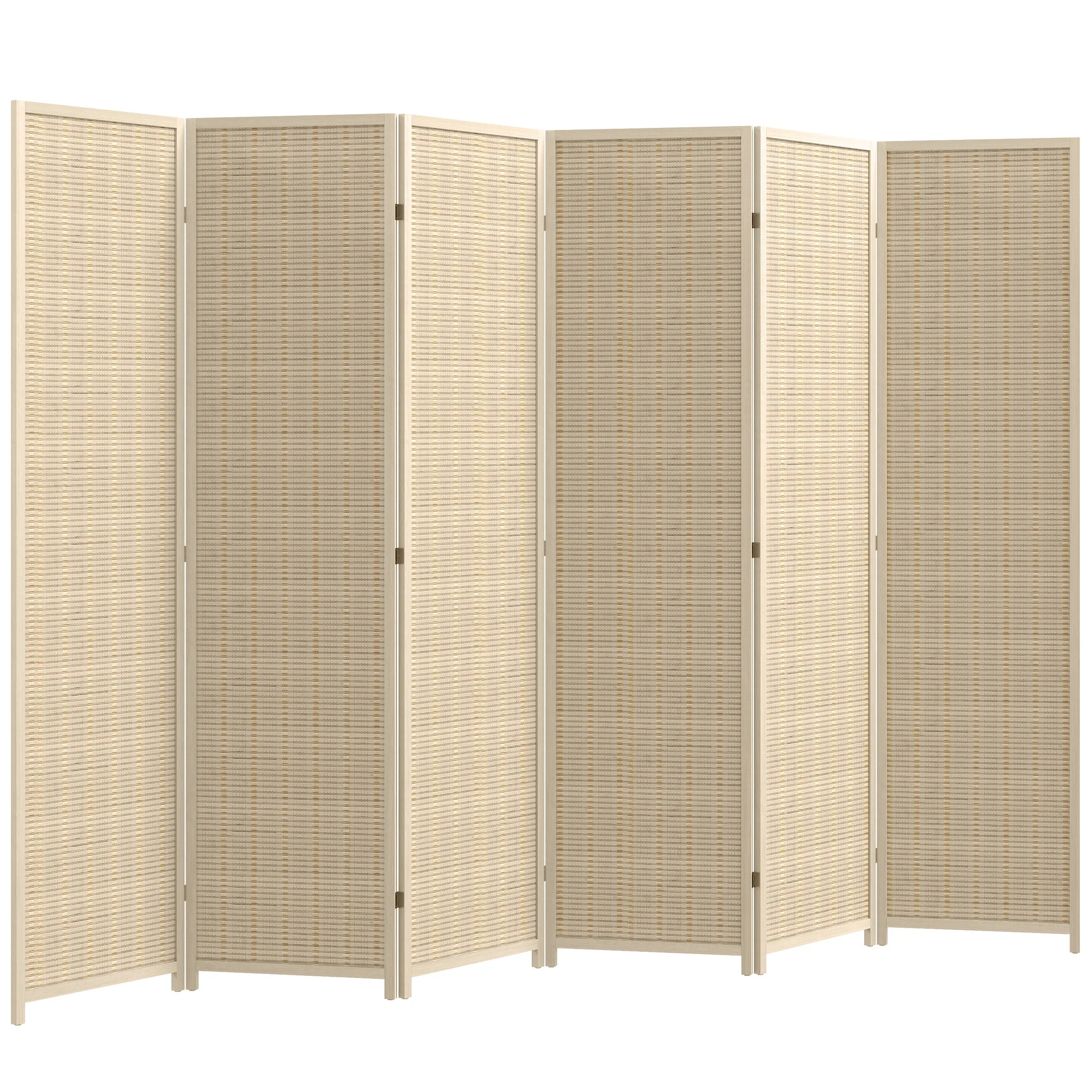HOMCOM Paravent en bois séparateur de pièce closion de séparation pliable 6 panneaux 270 x 180 cm bois naturel