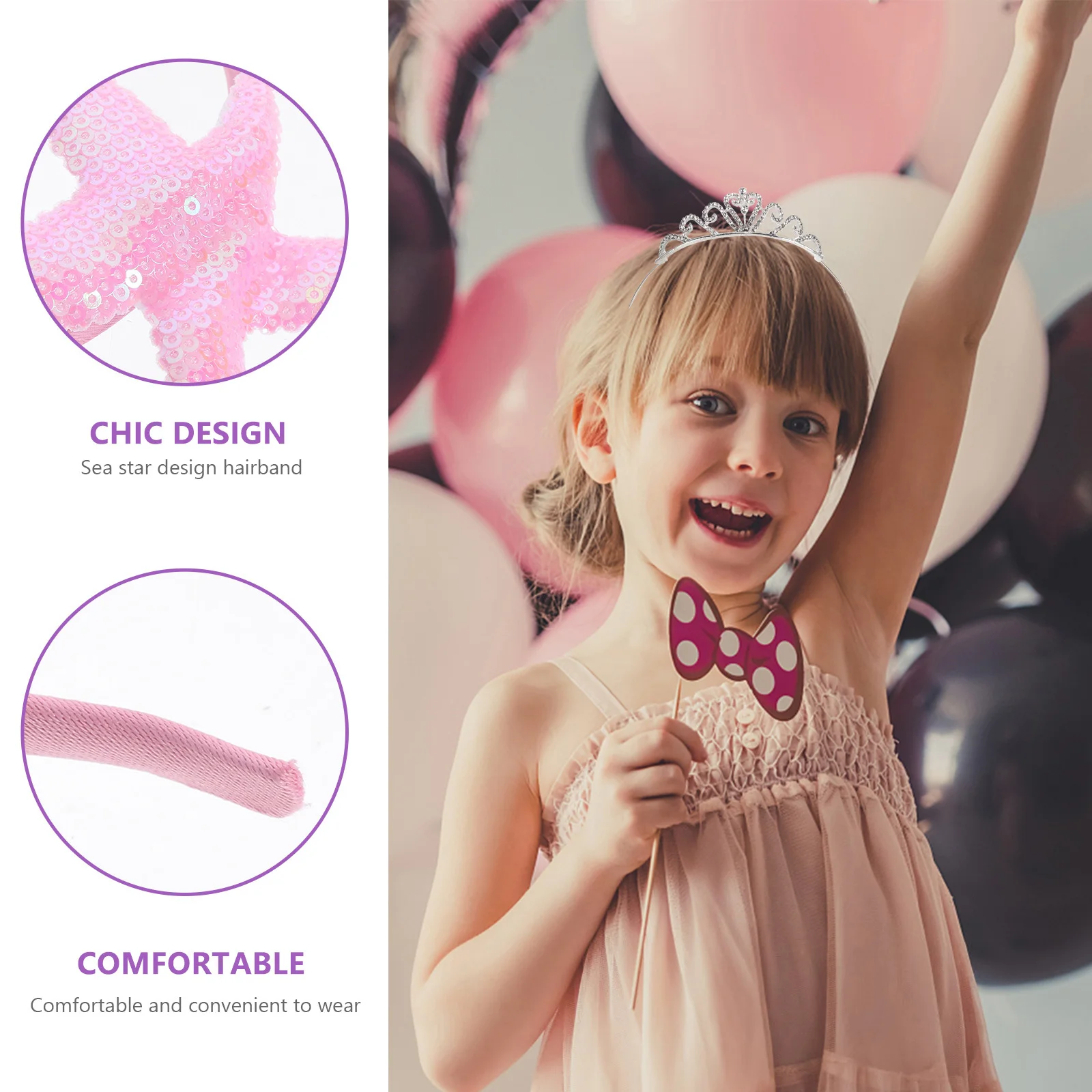 2 قطعة عقال نجمة البحر الاطفال الترتر هيرباند بريق الشعر التبعي حفلة طفل فتاة هيرباند الأطفال عقال الزخرفية