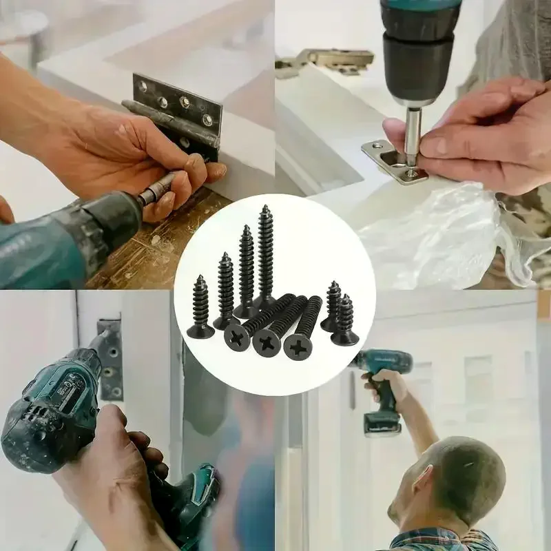 400/800PCS Set Screw M2 Black Self Tapping Assortment Kit Locking Screws And Wood Screws